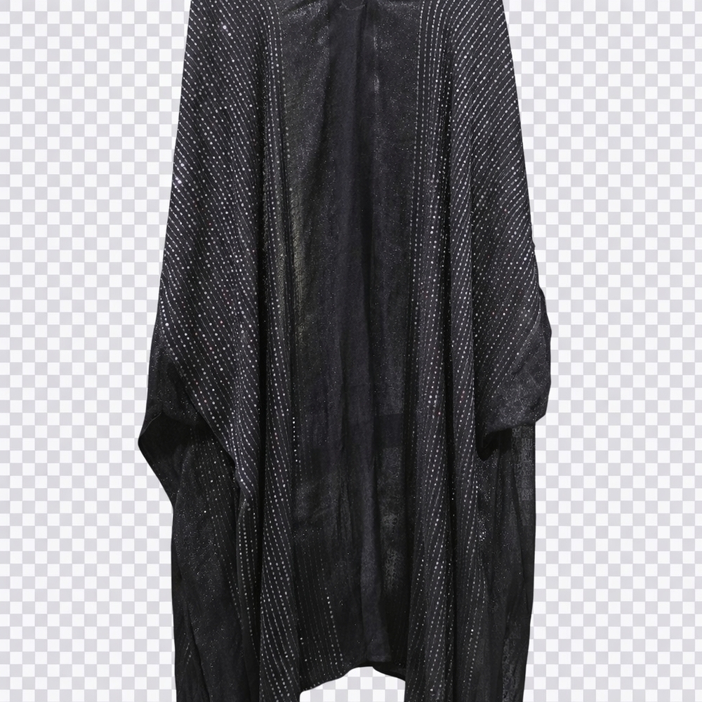 Marc New York Andrew Marc Black Metallic Kimono Cardigan Ruana One Size Shimmer - Picture 3 of 5